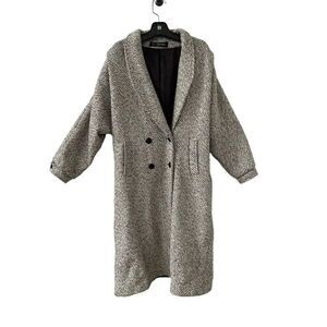 Vintage Jacobsons Double Breasted Tweed Braefair Coat White Gray Women's Size XL